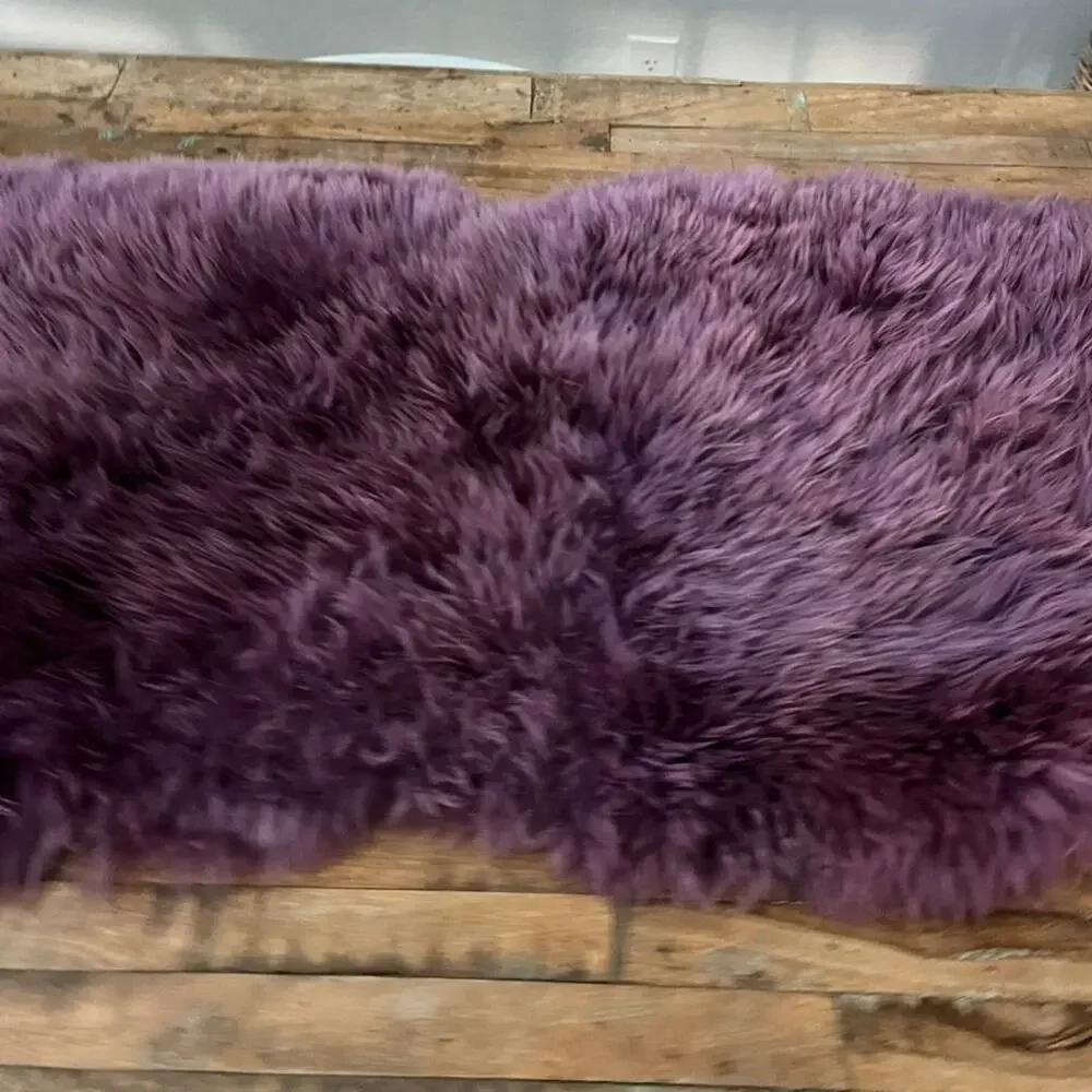 Genuine Sheepskin Fur Car Seat Cover Dyed Purple Seat Pad Cushion